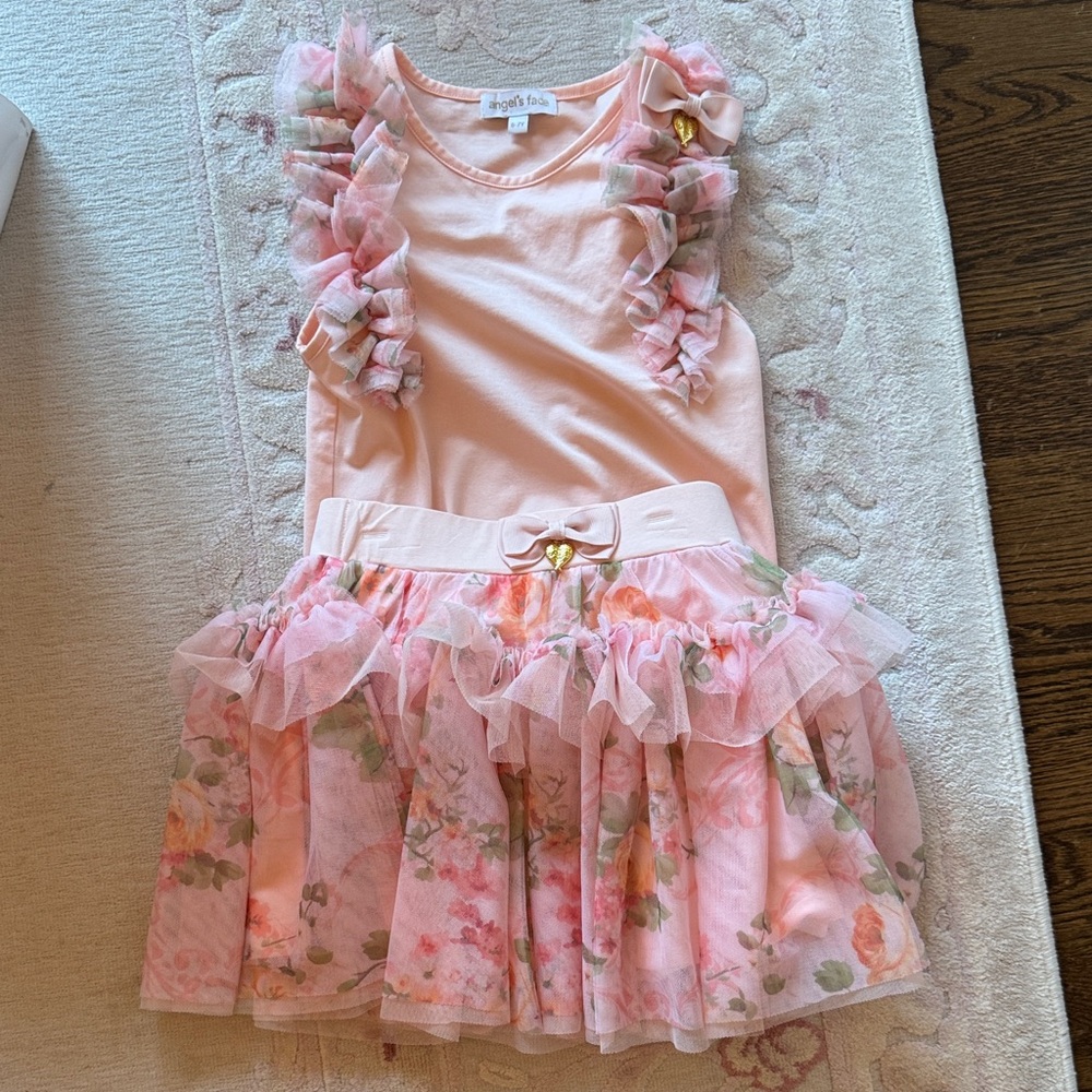 Angel's Face Pink Floral Tulle Skirt and Top